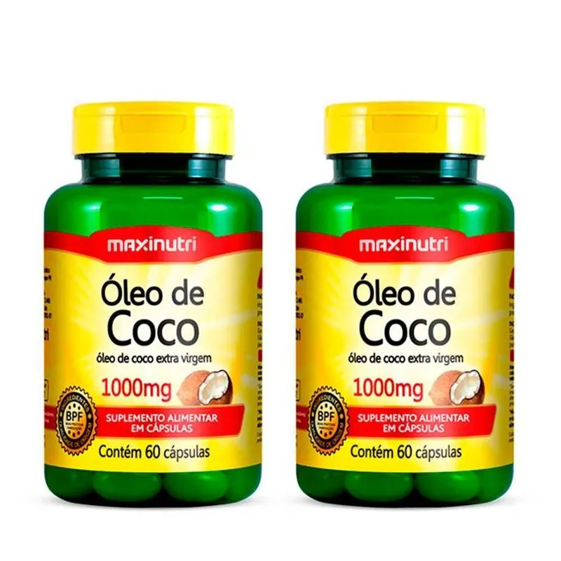 Kit 02 Óleo De Coco Extra Virgem 60 Caps 1000mg Maxinutri