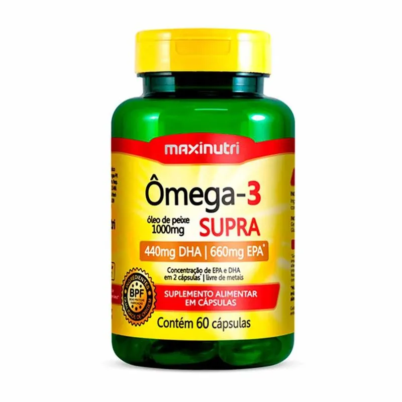 Ômega 3 Supra óleo de Peixe 1000mg 60 Capsulas Maxinutri