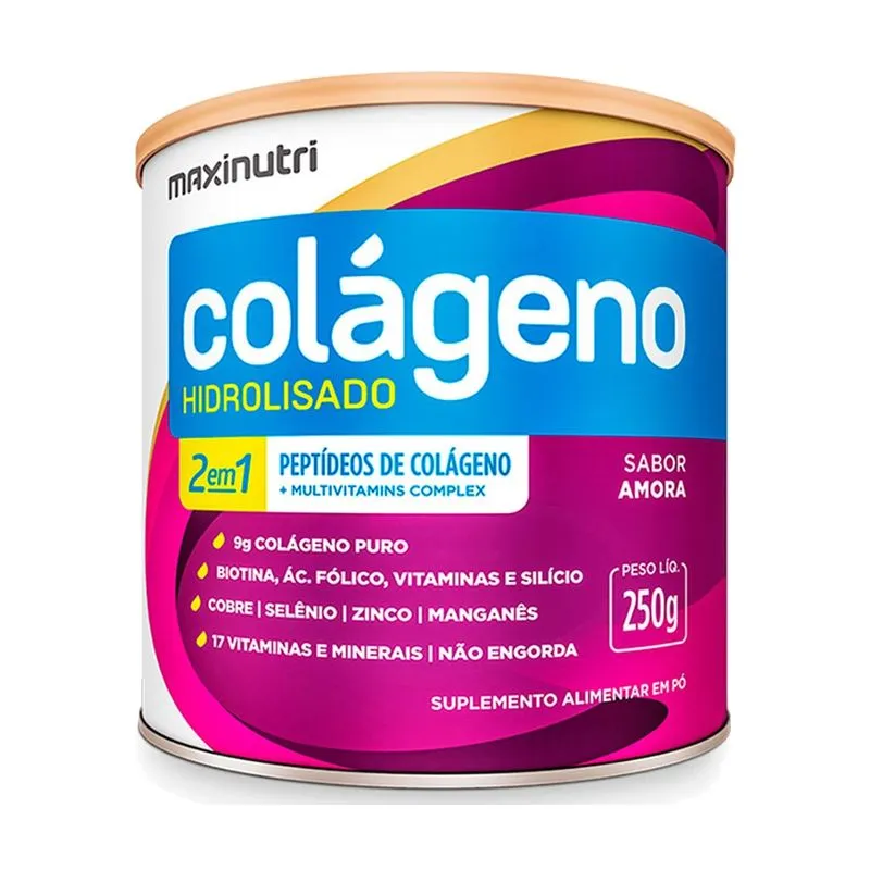 Colágeno em Pó Hidrolisado Skin Lata 250g Amora Maxinutri