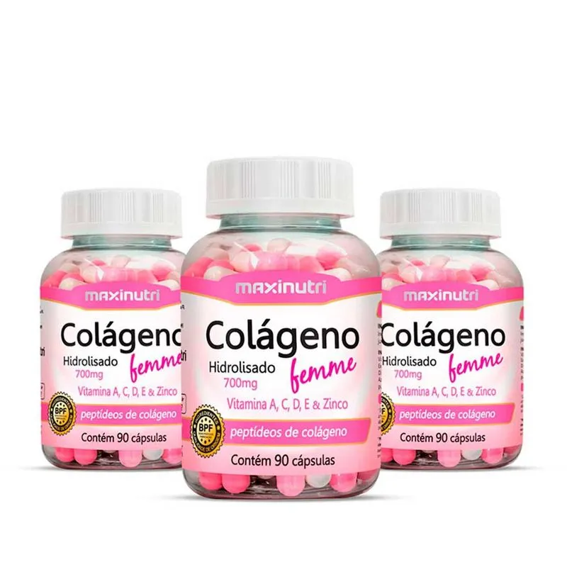 Kit 3 Colágeno para Pele Femme + Vitaminas 90 Caps Maxinutri
