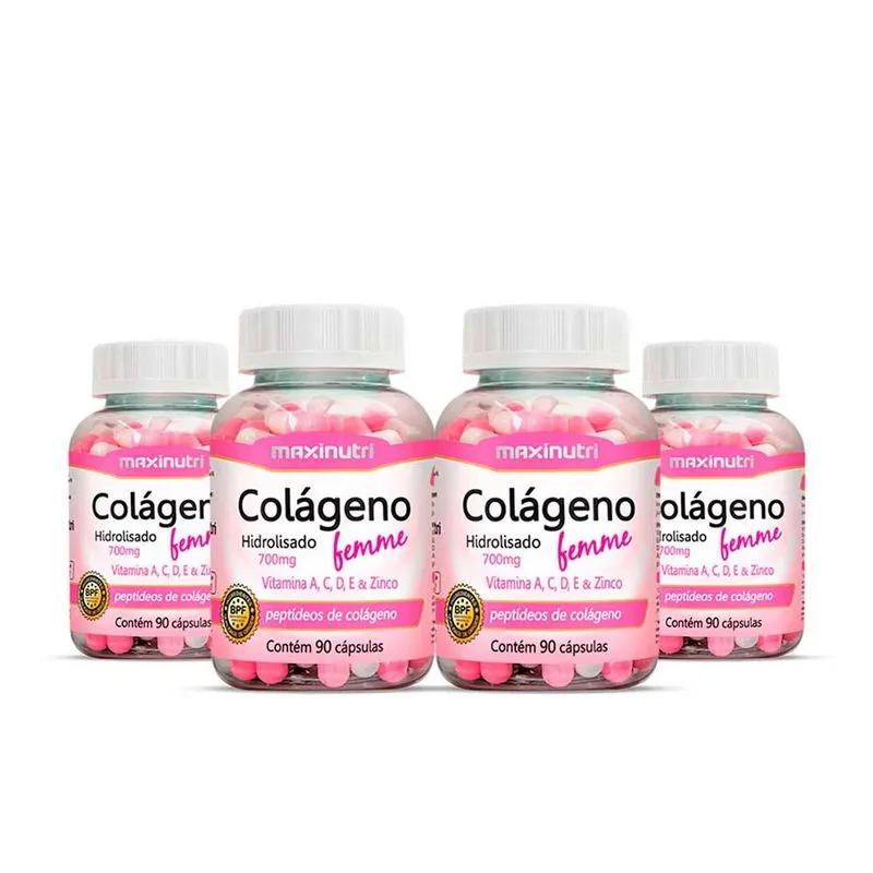 Kit 4 Colágeno para Pele Femme + Vitaminas 90 Caps Maxinutri