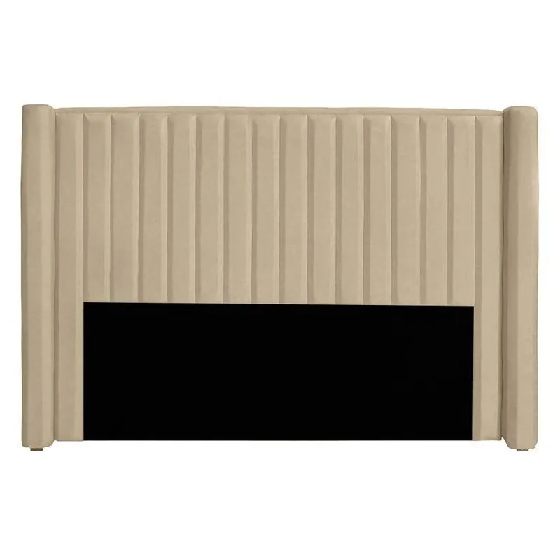 Cabeceira Casal Queen Size Estofada Para Cama Box Alicia Veludo Cor Bege