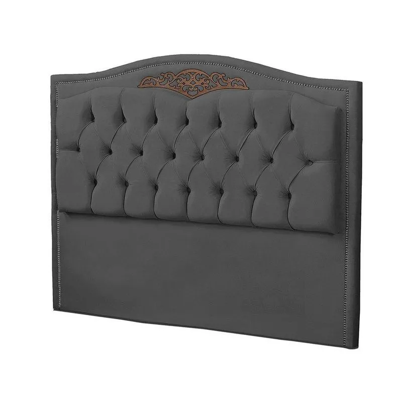 Cabeceira King Size Estofada Para Cama Box Maitê Veludo Cor Cinza Chumbo
