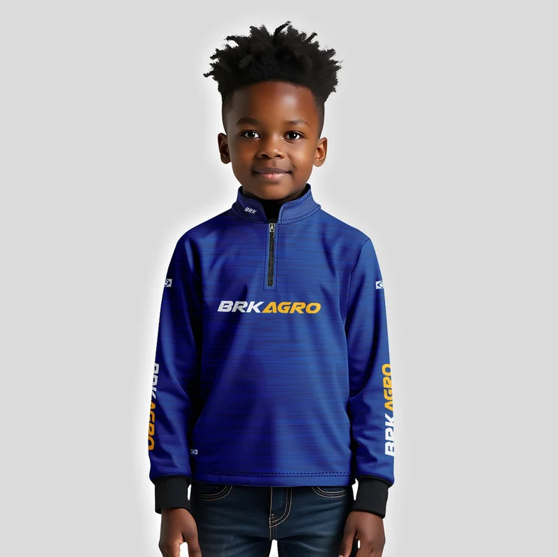 Camisa Agro Brk Mescla Azul Petróleo com Proteção Solar UV50+ 2 a 3 Anos