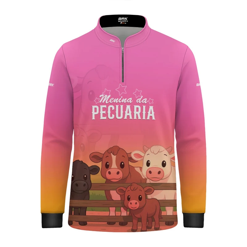 Camisa Agro Kids Brk Rosa Menina da Pecuária c/ UV50 10 a 11 Anos
