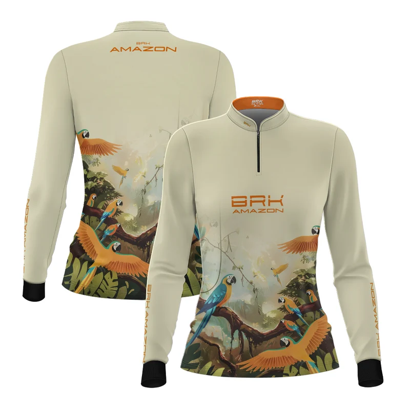 Camisa de Pesca Feminina Brk Amazon Araras com Proteção UV50 M