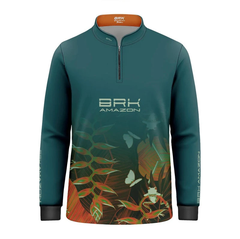 Camisa Agro Infantil Brk Amazon Folhas com Proteção UV50 2 a 3 Anos