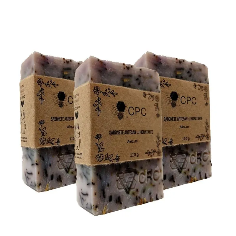 Sabonete Artesanal Esfoliante De Alecrim 110g - Kit Com 3