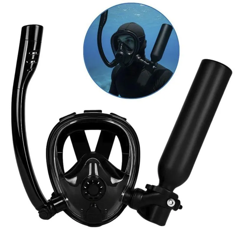 Mascara De Mergulho Cilindro Oxigenio Ar Manometro Oculos Snorkel Nataçao Suporte Camera Anti Embaçamento