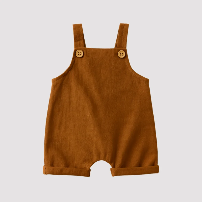 Jardineira Bebê Leif Linho Ocre 3 a 6 meses