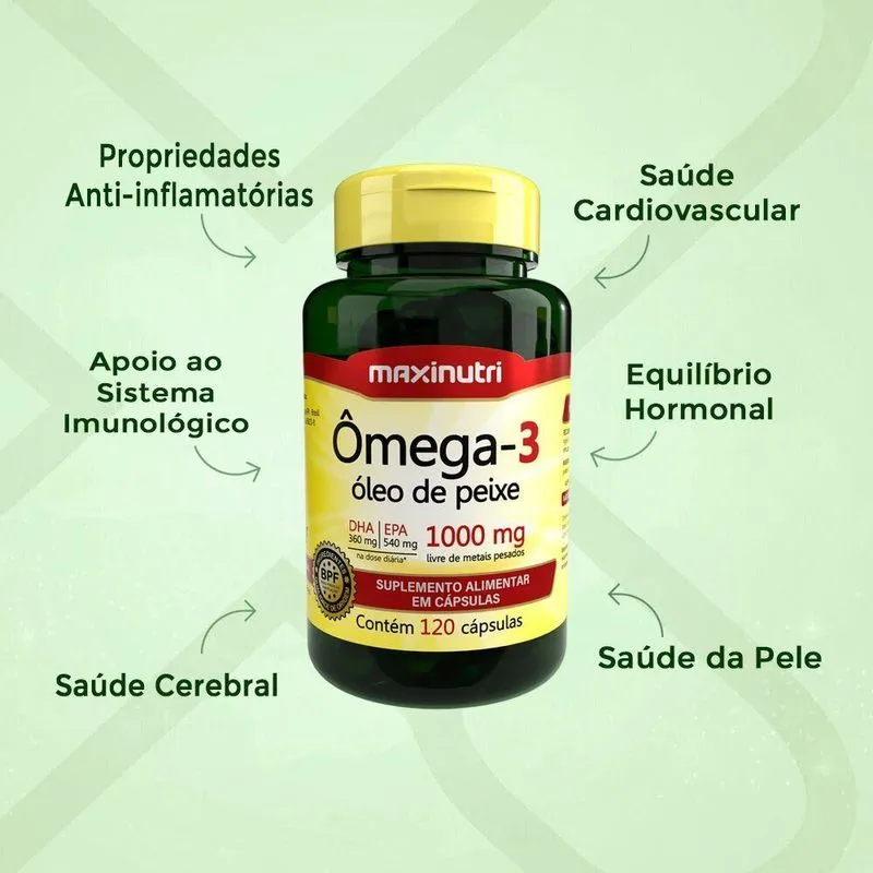 Suplemento Alimentar Ômega 3 Óleo De Peixe Kit Com 3 Frascos 1000mg 120 Cápsulas Cada
