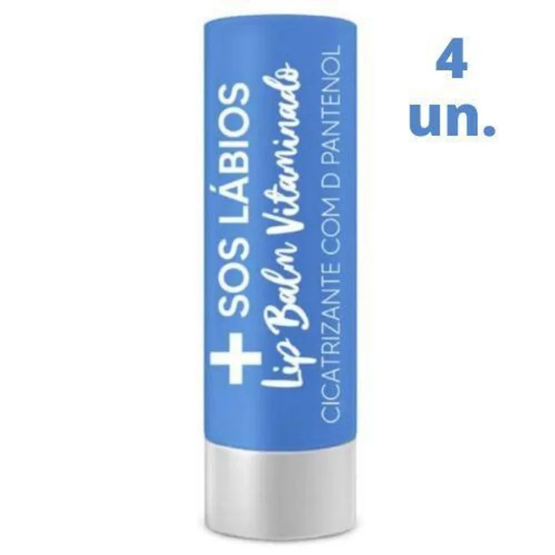 Kit C/4 Protetor Labial Sos Lip Balm Vitaminado 3,5gr Top