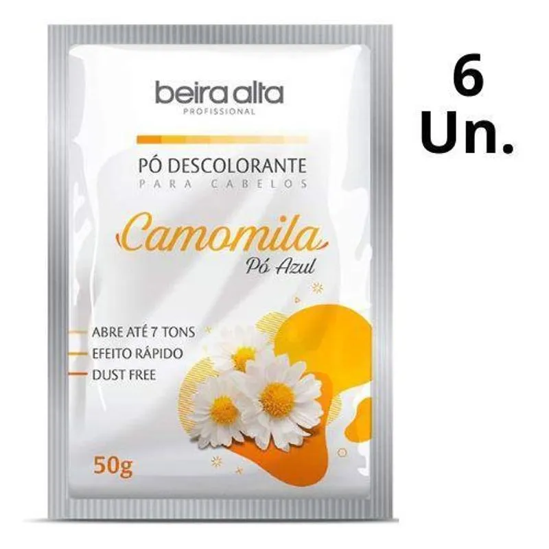 Kit C/6 Pó Descolorante Sache Camomila 50g Beira Alta