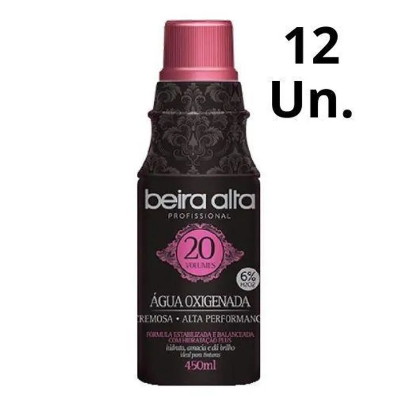 Kit C/12 Águas Oxigenada Black 20 Volumes 450ml - Beira Alta
