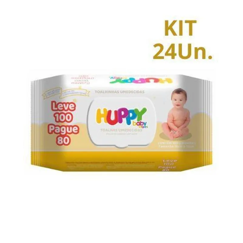Kit C/24 Toalhas Umedecidas Huppy 100un.