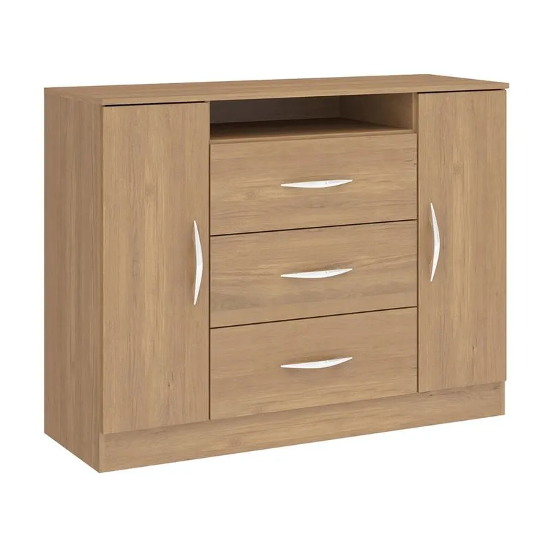 Cômoda para Quarto Casal 122x94 Cm 3 Gavetas 2 Portas mdp Carvalho 1023 menu