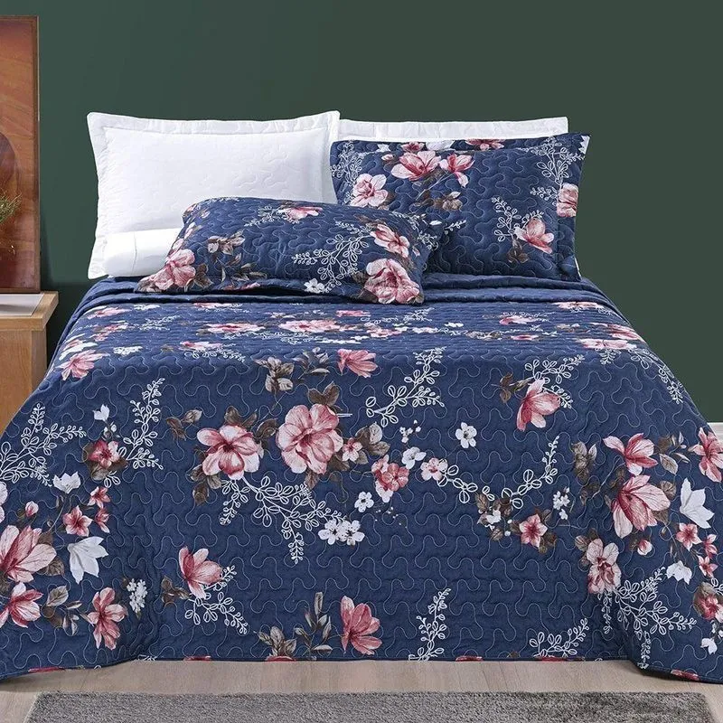Cobre Leito Alycia King 3 Peças 100% Poliéster Micropercal Matelassê Branco Lilly Home Enxovais