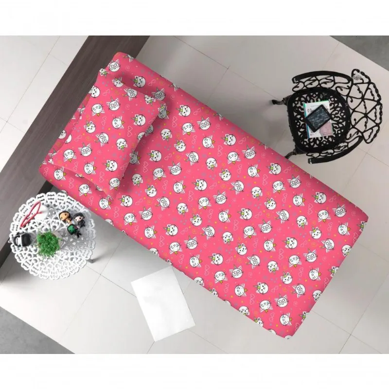 Jogo De Cama Infantil Estampado Solteiro 2 Peças - Kids - Gatocórnio Pink