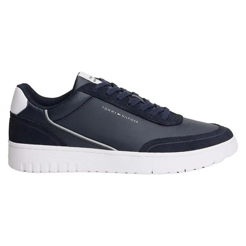Tênis Tommy Hilfiger TH Basket Core Leather Mix Desert Sky 44 / azul-escuro