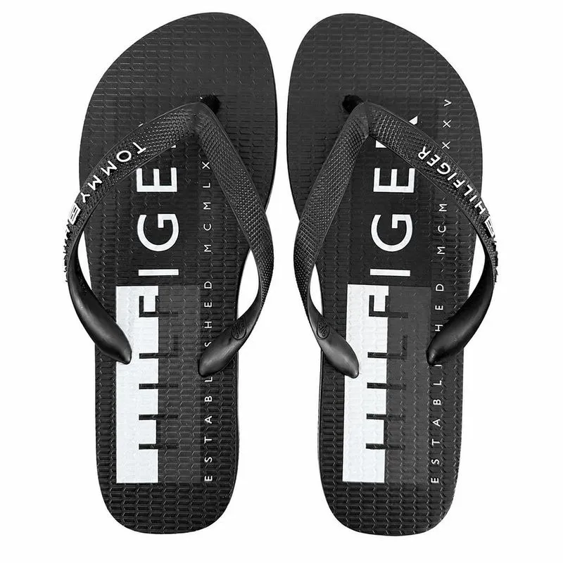 Chinelo Tommy Hilfiger TH Basic Mens Beach Sandal Black 37-38 / preto