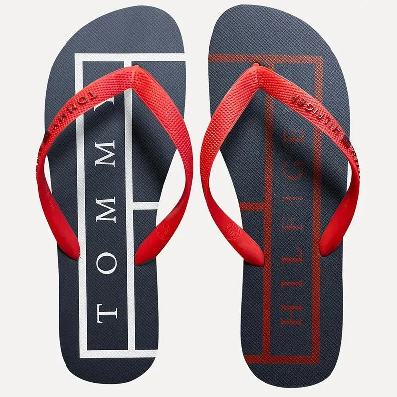 Chinelo Tommy Hilfiger Strips Hilfiger Beach Primary Red 39-40 / vermeho