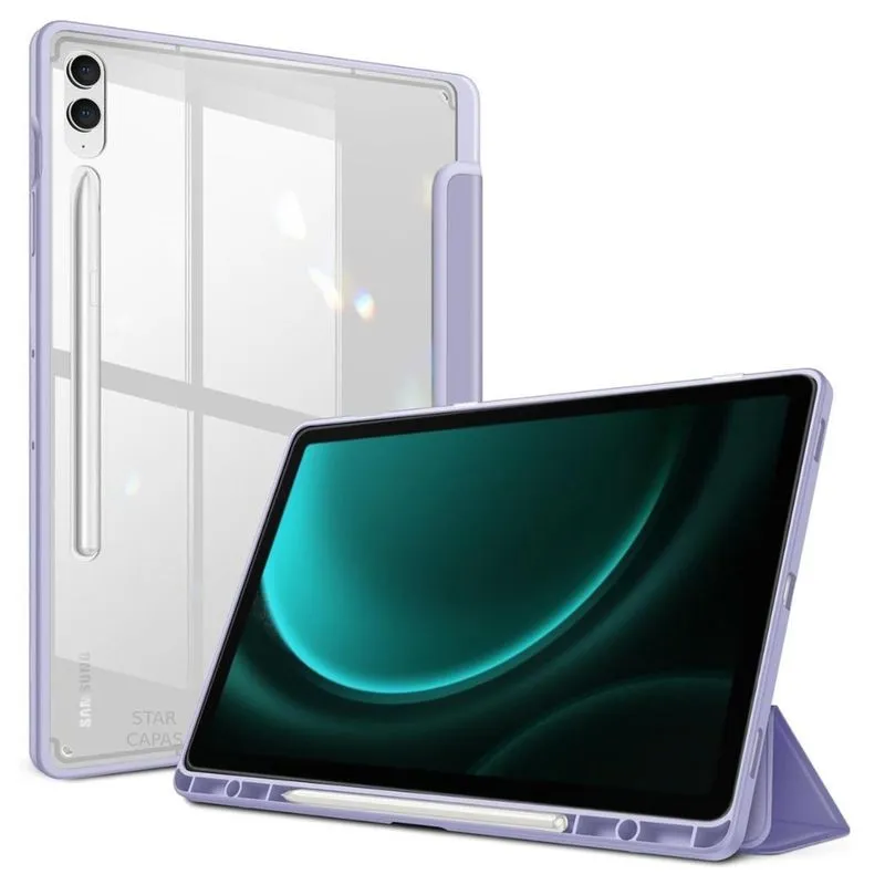 Capa Slot Caneta Acrílico p/ Samsung Tab S9 fe + 12.4 Lavanda