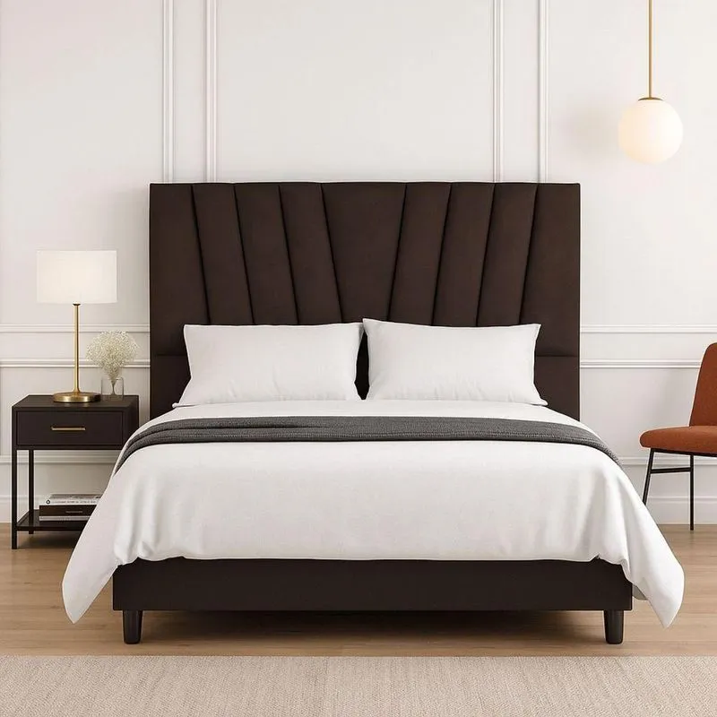 Cabeceira Estofada Solteiro 90 Cm Lizza Em Suede Com Frame Cor:marrom