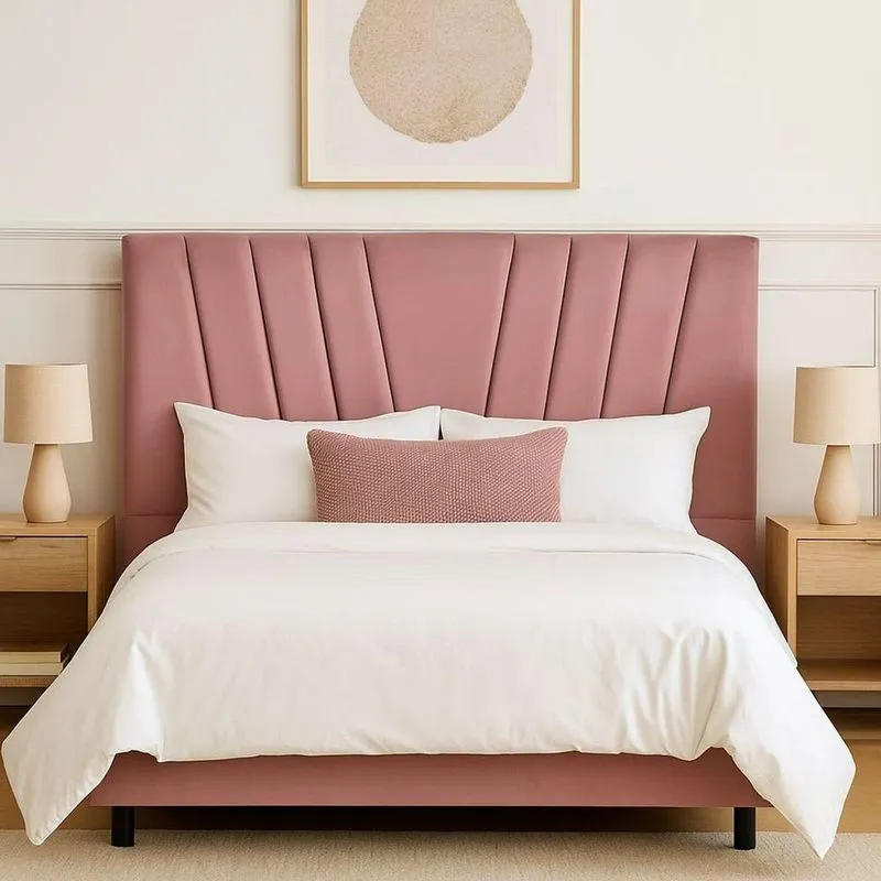 Cabeceira Estofada Solteiro 90 Cm Lizza Em Suede Com Frame Cor:rosê