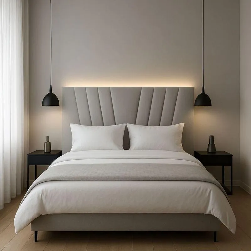 Cabeceira Estofada Solteirão 100 Cm Lizza Em Suede E Frame Cor:cinza Claro