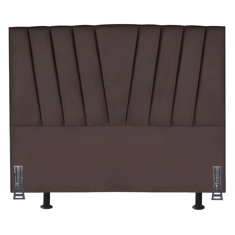 Cabeceira Cama Box Casal 140 Cm Safira Em Linho Com Frame Cor:marrom