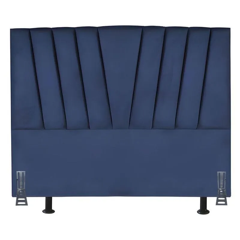 Cabeceira Estofada Solteirão 100 Cm Safira Em Suede E Frame Cor:azul Marinho