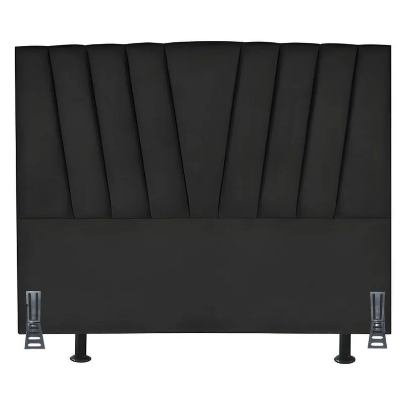Cabeceira Estofada Solteirão 100 Cm Safira Em Suede E Frame Cor:preto