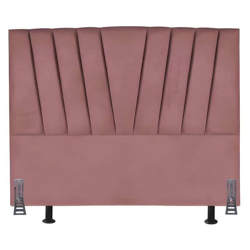 Cabeceira Cama Box Casal 140 Cm Safira Em Suede Com Frame Cor:rosê