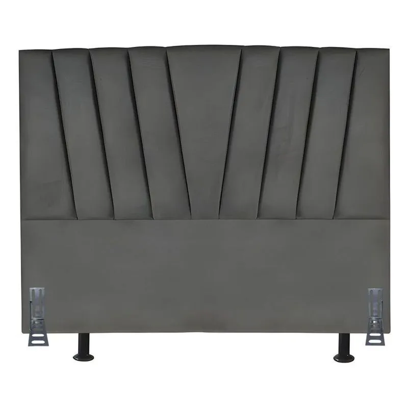 Cabeceira Cama Box King 195 Cm Safira Em Suede Com Frame Cor:cinza Escuro