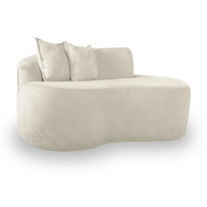 Sofá Orgânico Sala E Recepção Bouclé Cor:off White