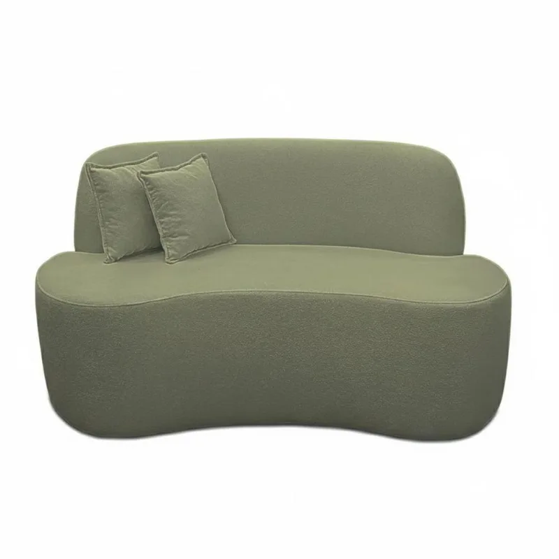 Sofá Ondulado Orgânico Pequeno 2 Lugares Sala Bouclé Bouclé Verde