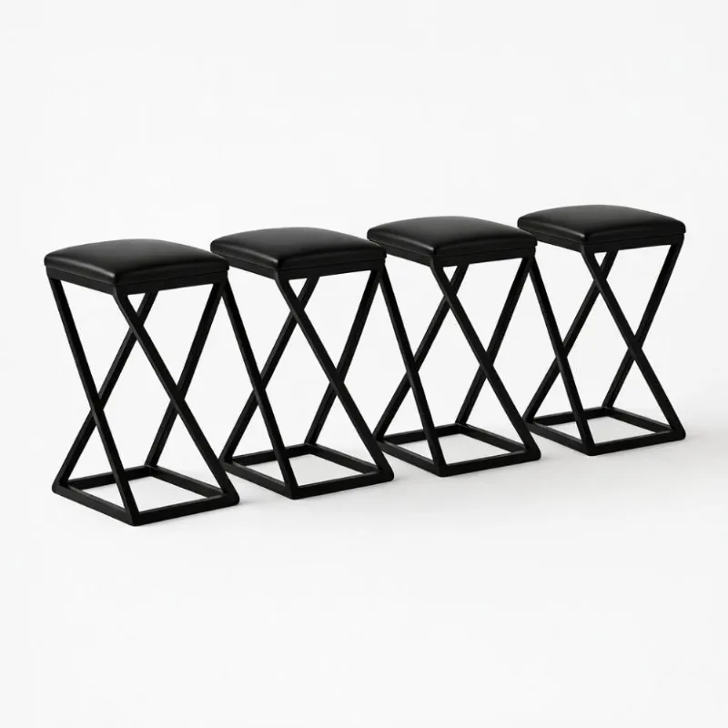 Kit 4 Banqueta Alta 80 Cm Cozinha Bar Balcão Bistrô Corino Preto