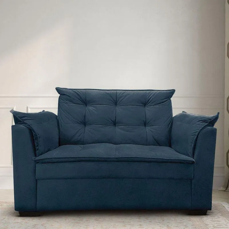 Sofá 2 Lugares Para Sala Moderno Confortável Alicia Suede Azul Marinho