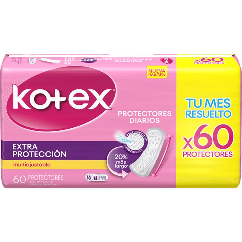 Protectores Diarios Kotex Extra Largo 60 un.