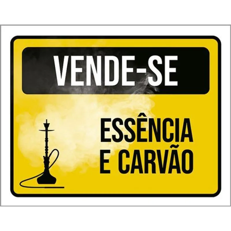 Placa Sinalização - Vende-se Essência Carvão Ícone 18x23