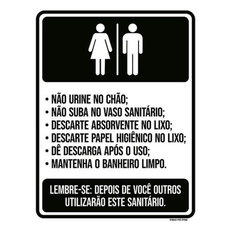 Placa Sinalização - Banheiro Regras De Uso 18x23