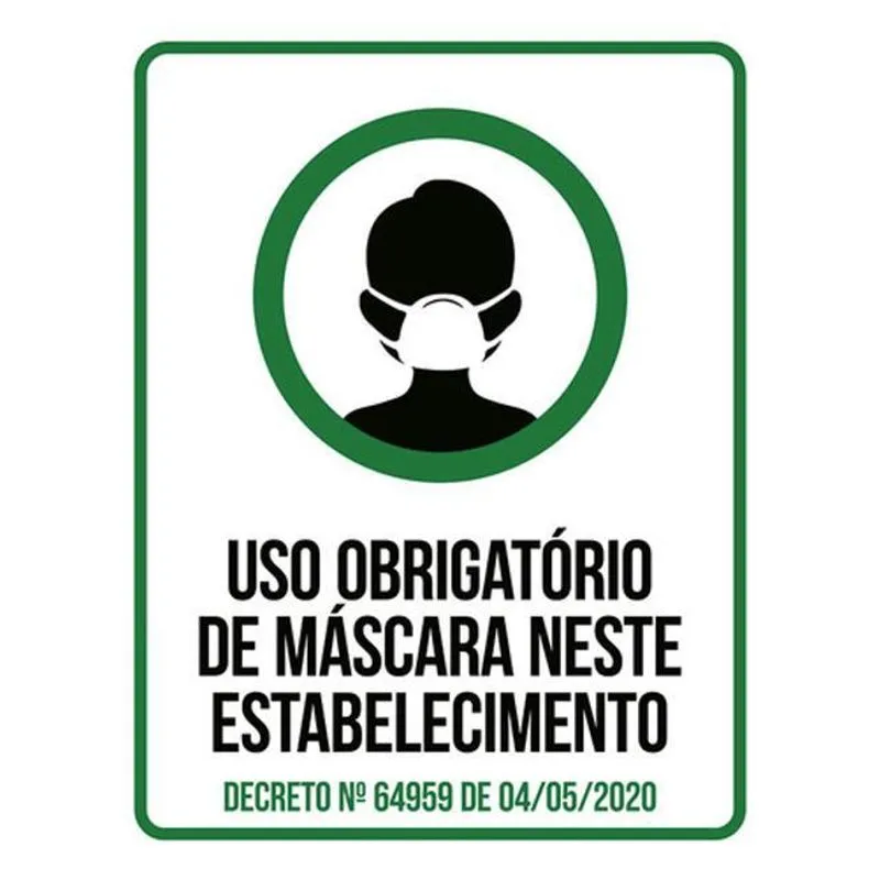 Placa Uso Obrigatório Máscara Neste Estabelecimento 18x23