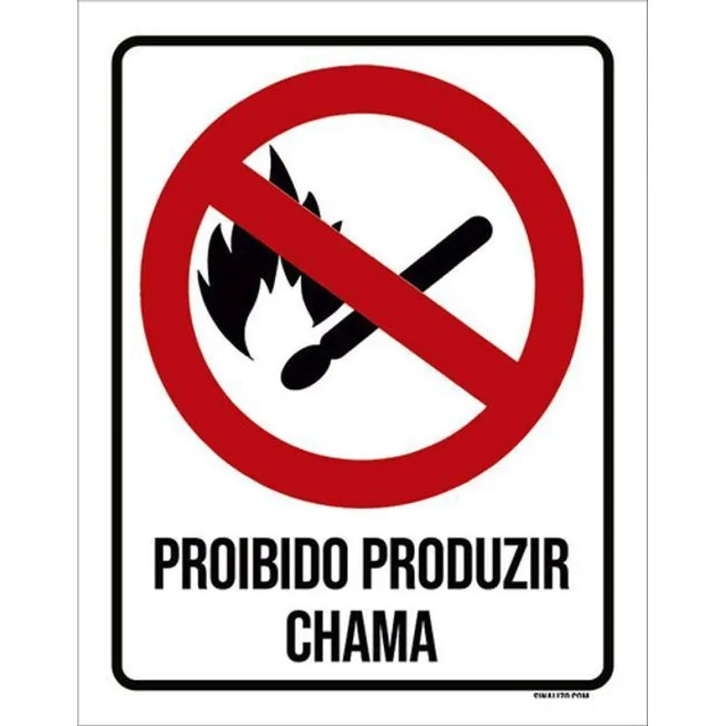 Placa Sinalização - Proibido Produzir Chama Ícone 18x23