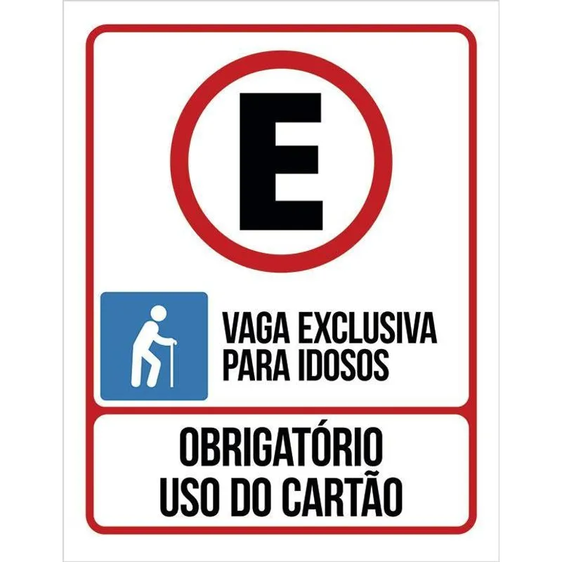 Placa Vaga Exclusiva Idosos Obrigatório Cartão 18x23