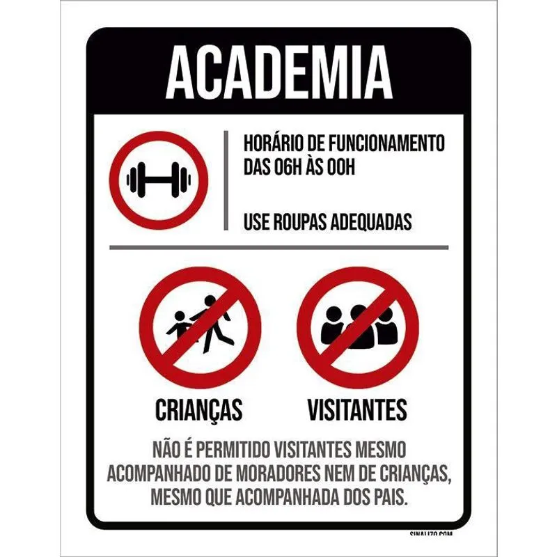 Placa Regras Normas Uso Academia 18X23