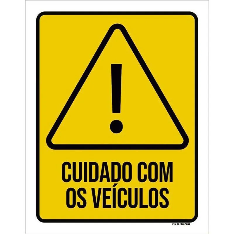 Placa Atenção Cuidado Com Os Veículos 18X23