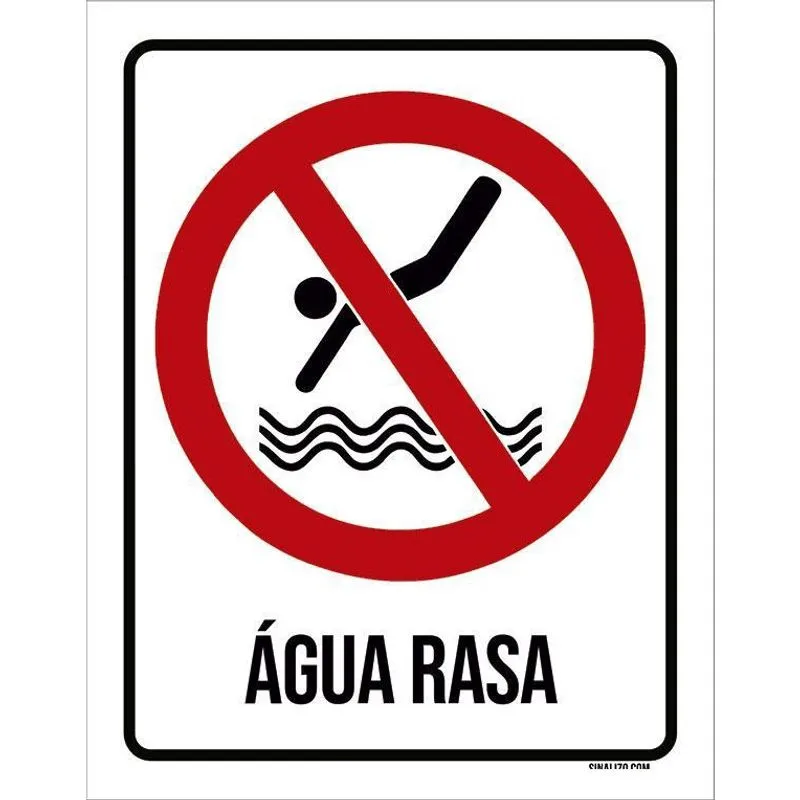 Placa Cuidado Água Rasa 18X23