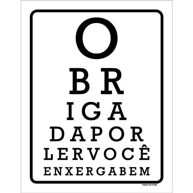 Placa Decorativa - Obrigado Por Ler Você Enxerga Bem 18X23