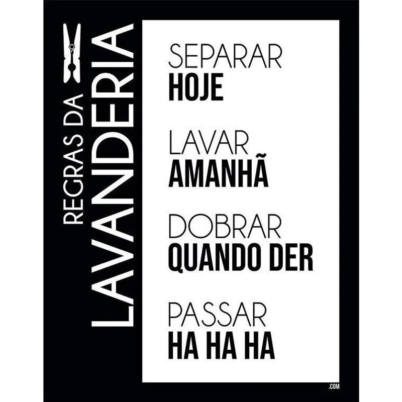 Placa Divertida Sinalização Regras Da Lavanderia 18X23