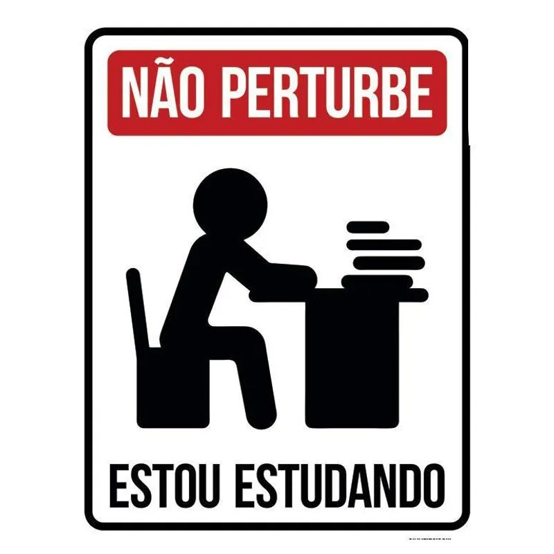 Placa Decorativa - Não Perturbe Estou Estudando 18x23
